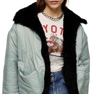 TopShop Cruz Reversible Faux Shearling Jacket